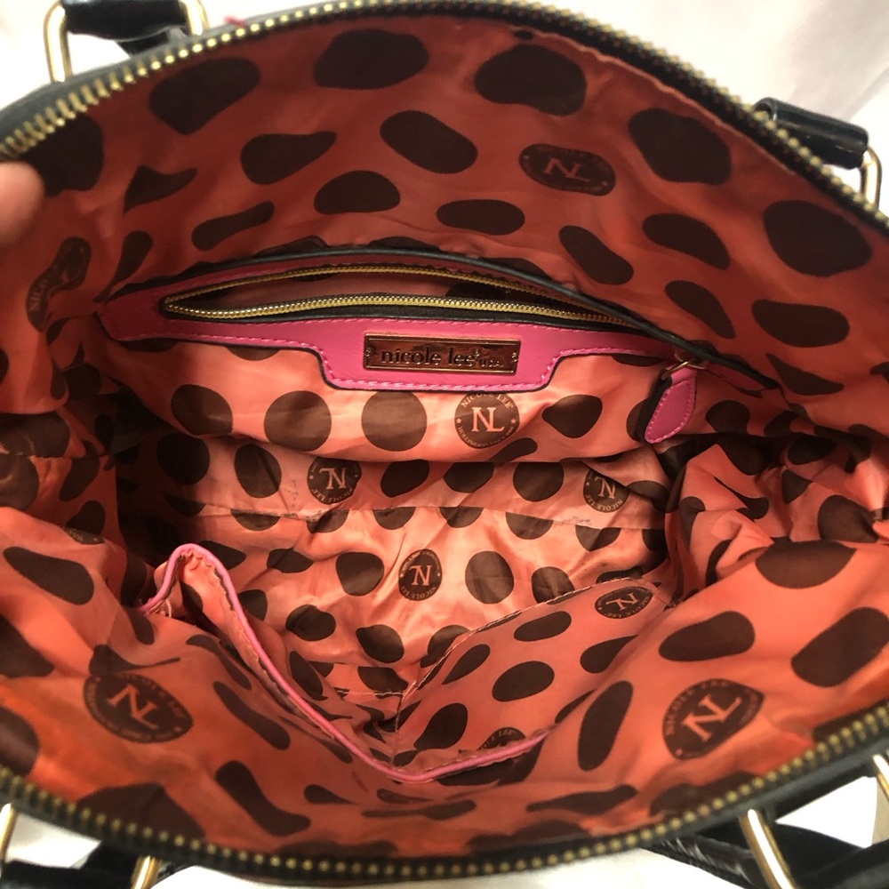 NICOLE LEE N’5 Colorful Graphic Handbag Stud Details.Woman Print, rhinestones. - Picture 8 of 11